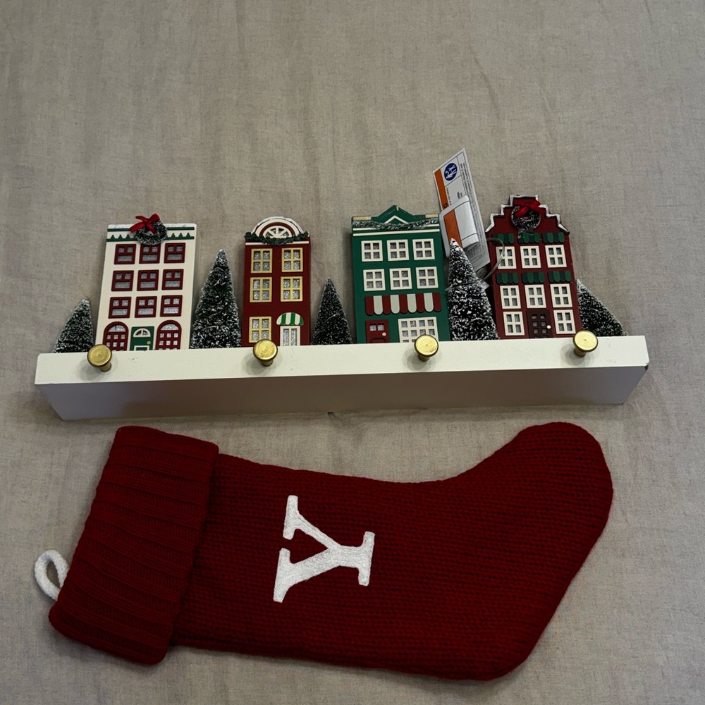 Festive Red and Green Holiday Stocking Holder
